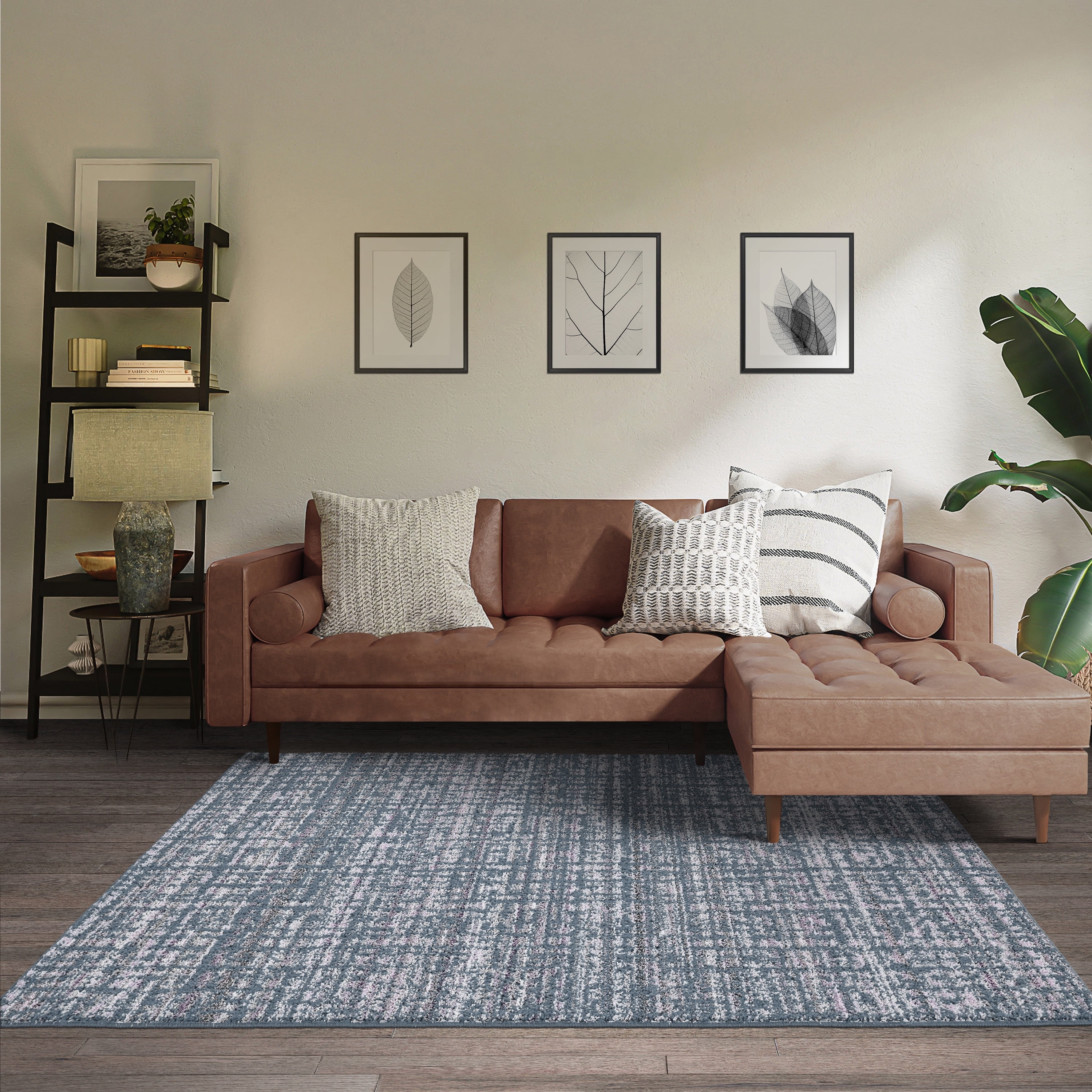 Garland Rug Rumba Slate Blue/Earth Tone Indoor Area Rug, 9' x 12'