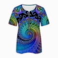 thumbnail image 5 of Dyegold Summer Tops for Women 2023 Trendy, Summer Womens Blouses and Tops Casual Sunflower Print Zipper Tshirt Short Sleeve V-Neck Tunic Tops Comfy Cozy ​Shirt, 5 of 5