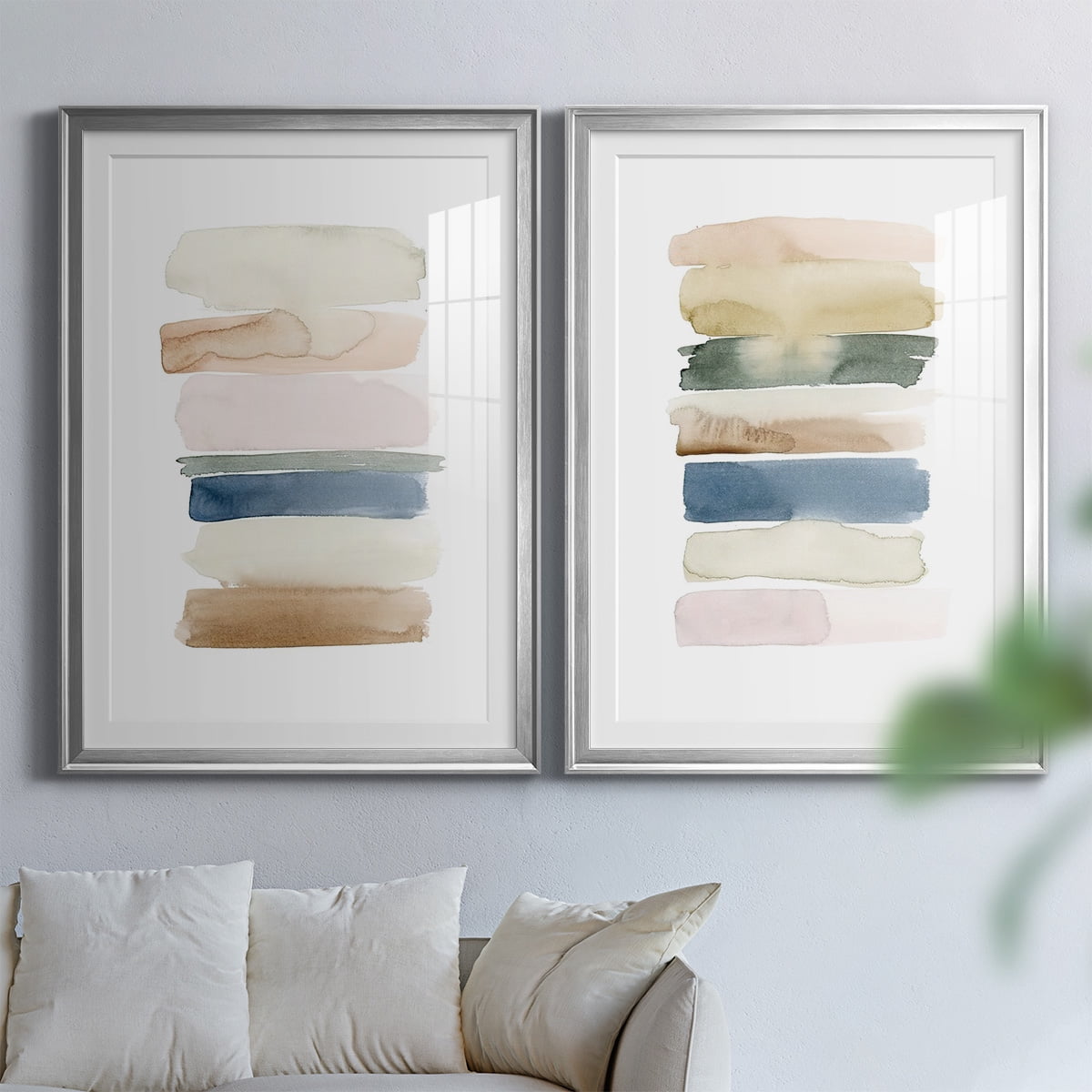 Wexford Home Faint Swatches I Premium Framed Print, 22.5" x 30.5" - Ready to Hang, Silver (Set of 2)