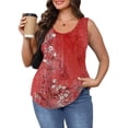 thumbnail image 5 of ZHENHONG Workout Tank Tops Woman Women'S 2025 Popular Round Neck Short Sleeved 2D Printed Casual Loose And Versatile Vest Suspender,Red Women Blending Shirts M, 5 of 7