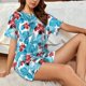 thumbnail image 4 of Balery Hawaiian Style Conjunto de Pijama para Mujer con Estampado, Dos Piezas de Manga Corta y Shorts, Ropa de Dormir Suave con Cuello Redondo y Bolsillos-Large, 4 of 6