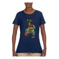 thumbnail image 2 of Colorful Rainbow Rabbit Animal Lover Womens Graphic T-Shirt, Navy, Medium, 2 of 3