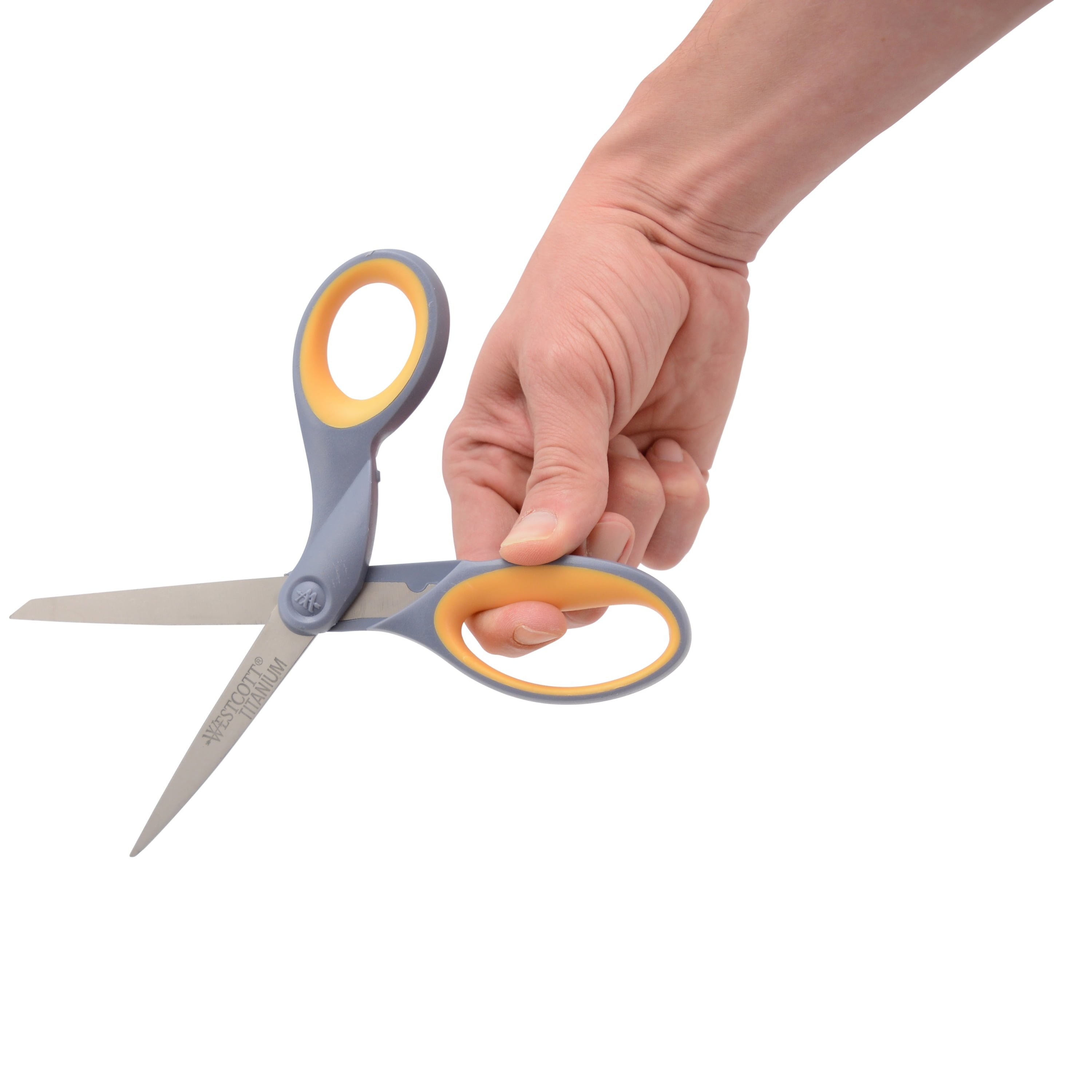 Westcott 8" Titanium Bonded Scissors, Grey/Yellow, 6-Pack for Office and School