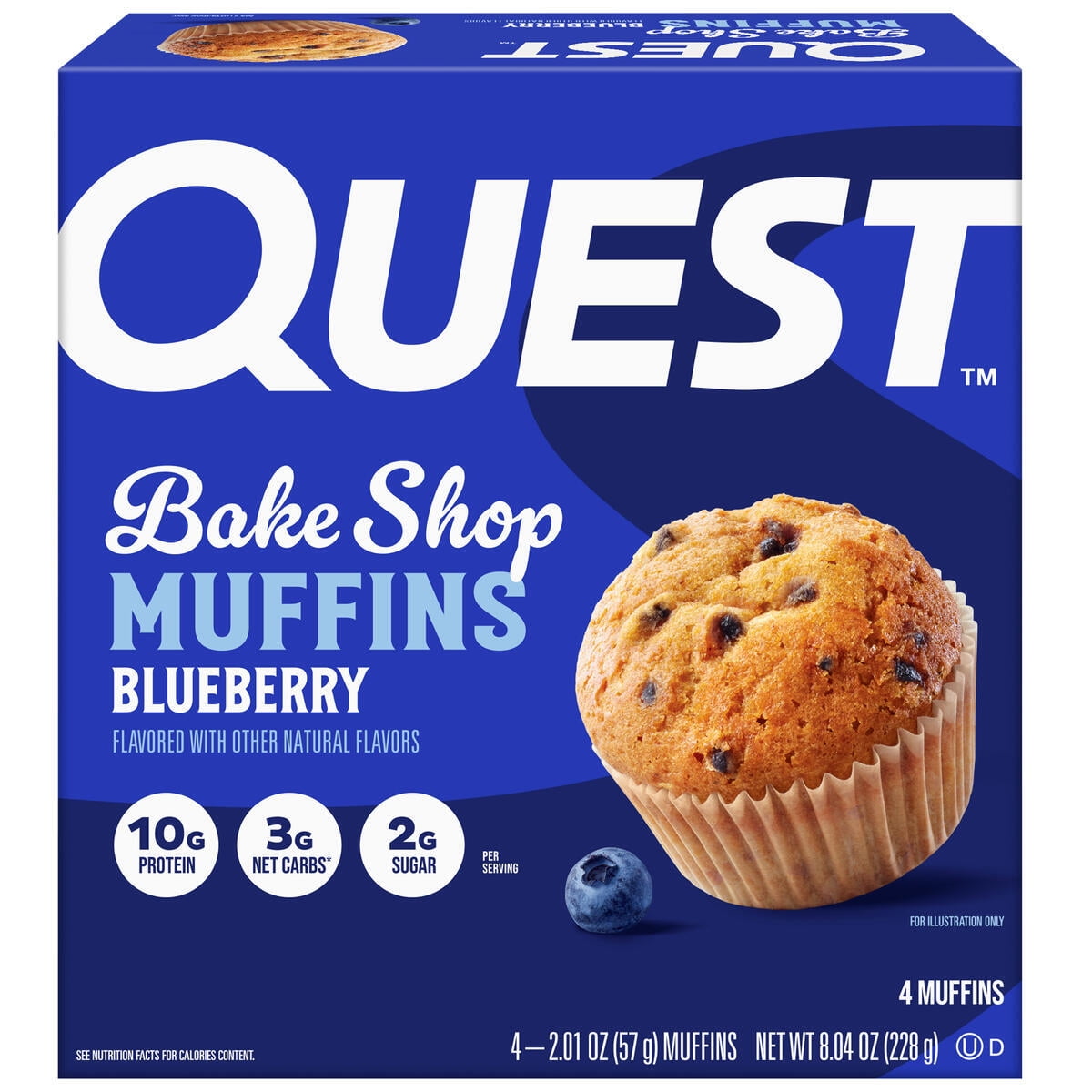 (6 pack) Quest Bake Shop Protein Muffins, Blueberry Flavor, 10g Protein, 3g of Sugar, 4 Count