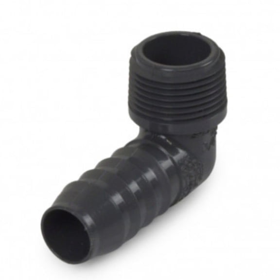 Barbed Elbow Fittings Sch 40 PVC 3/4 Inch Insert x 3/4 Inch MNPT Male Pipe Thread Hose Adapter - PVC 90 Degree Reducing Elbow Connectors for Home Water Line Irrigation