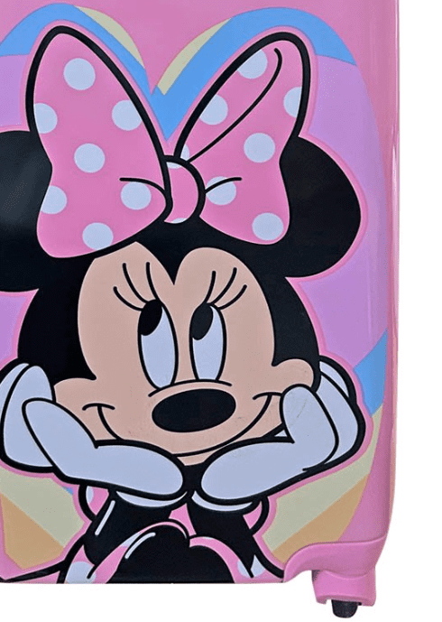 Minnie 20 Hard-Sided Carry-On Luggage with 4 Spinner Wheels, Lightweight Rolling Suitcase with Telescopic Handle, Durable Travel Trolley Bag with Minnie Mouse Design for Kids Adults