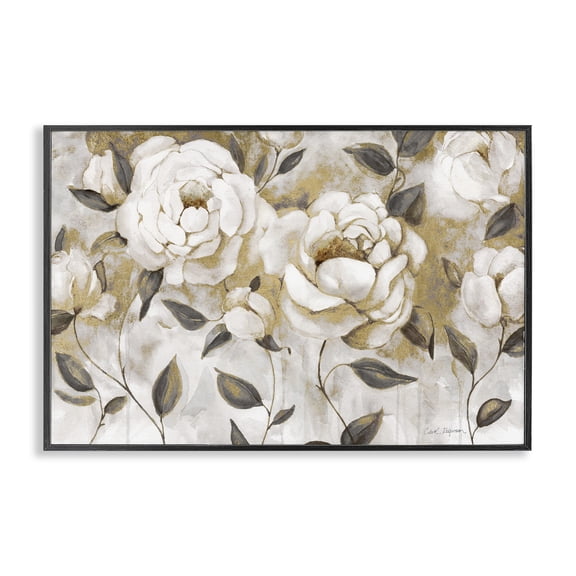 Stupell Industries Farmhouse Warm Neutral Flowers Black Framed Giclee Art, 18 x 12, by Carol Robinson