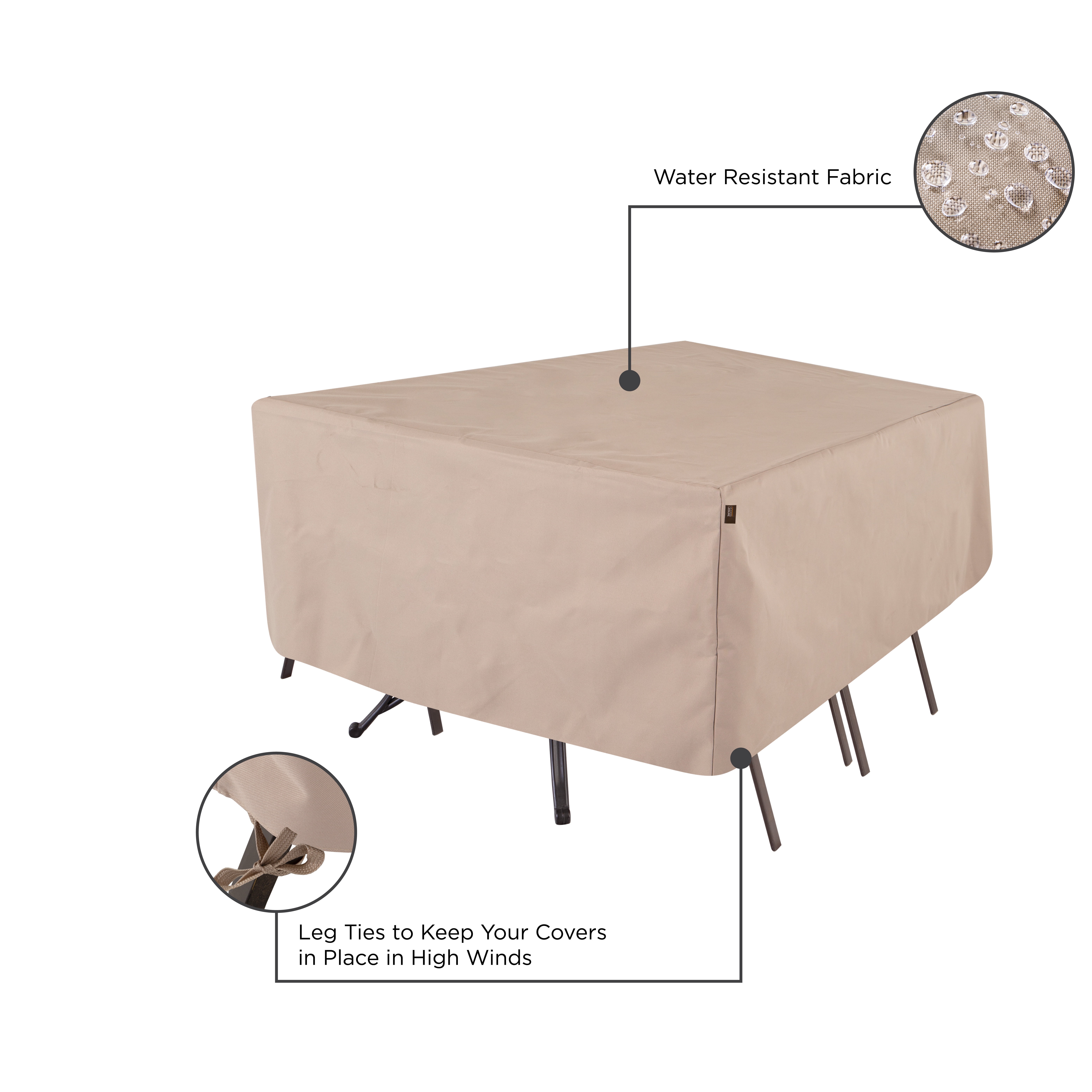Modern Leisure Chalet 72" x 44" x 23" Beige Rectangle Patio Furniture Set Cover