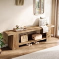 thumbnail image 5 of Finmind 59" Extra Long 2-Tier Entryway Bench, Farmhouse Wooden Shoe Storage Bench with Open Shelves, End of Bed Seat for Entryway, Hallway, Bedroom, Living Room, Natural, 5 of 7