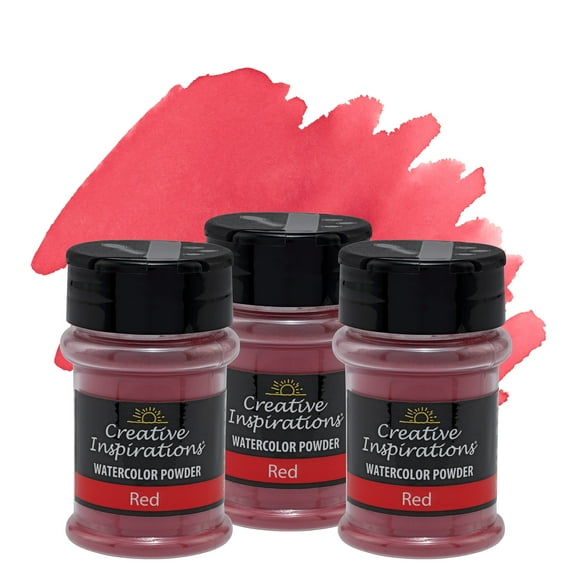 Creative Inspirations Powder Watercolor Paint 3 Pack - 38g Shaker Bottle, Red - Dye-Based Water-Soluble Crystalline Pigments - Non-Toxic, Perfect for Abstract and Spontaneous Effects