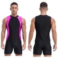 thumbnail image 3 of dPois Mens Sleeveless One piece Swimsuit Front Zipper Rash Guard Bathing Suit for Summer Beach Pool Party Rose XXL, 3 of 4