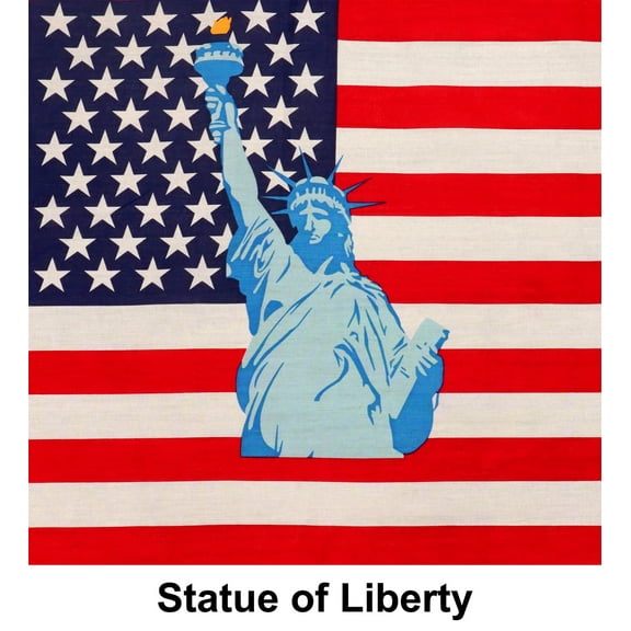 Statue of Liberty Print Designs Cotton Bandana (22 inches x 22 inches)