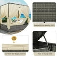 thumbnail image 4 of Outdoor Sun Bed, Patio PE Rattan Canopy Bed with Adjustable Seats and Curtains, Outdoor Chaise Lounge Daybed with 4 Sided Canopy, Patio Loveseat Sofa Set for Balcony Garden Backyard Poolside, Beige, 4 of 7