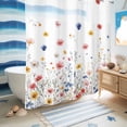 thumbnail image 5 of No Hook Shower Curtain, Blue Flowers Shower Curtains for Bathroom with See Through Top Window, Pink Watercolor Botanical Garden Floral Waterproof & Washable Bath Curtain Long 72"x78", 5 of 9