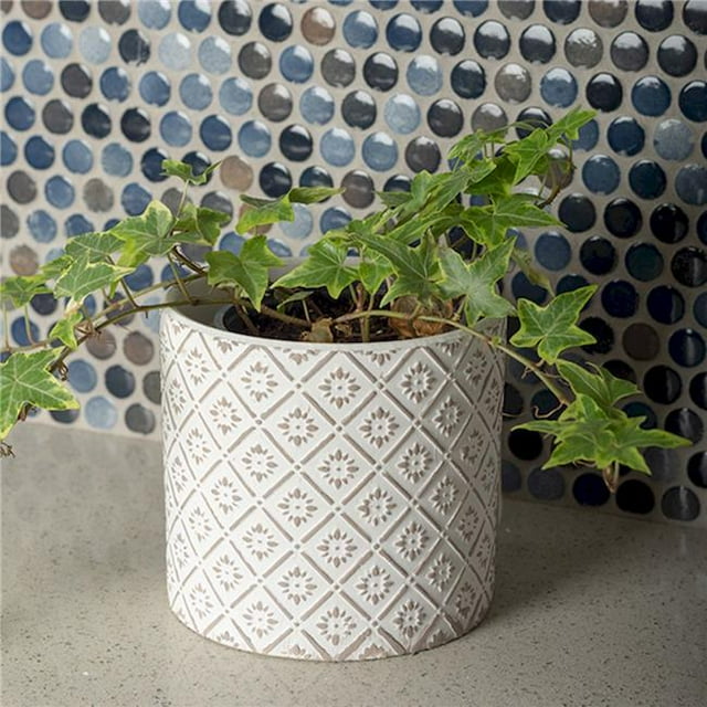 White & Gray Pattern Planter