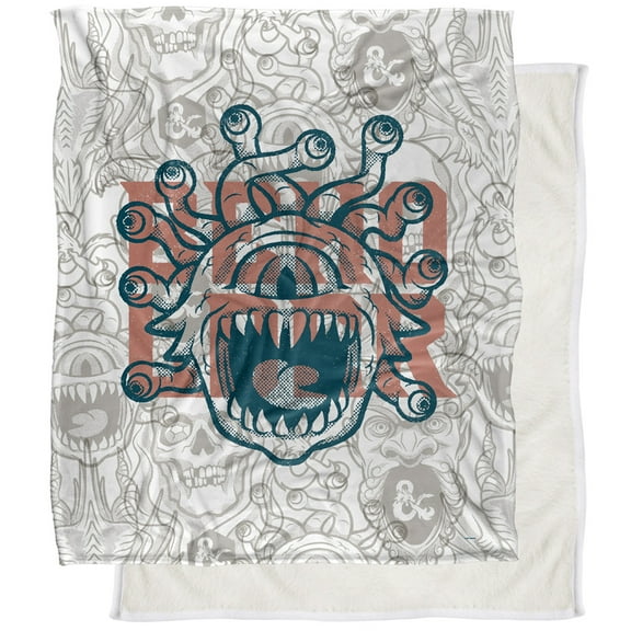 Dungeons and Dragons Retro Beholder Silky Touch Sherpa Back Super Soft Throw Blanket