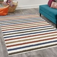 thumbnail image 2 of Striped Decorative Rug, Geometric Colorful Tone Brush Style Lines Grunge Retro Digital Print, Quality Carpet for Bedroom Dorm and Living Room, 6 Sizes, Cocoa Blue, by Ambesonne, 2 of 4