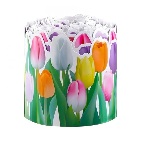 CCOCC Colorful Tulip Billboard Frame,Colorful Bulletin Board Border Paper Shape Die Cut Trim Border Roll for Spring Floral Classroom Chalkboard School Wall Decor Crafts
