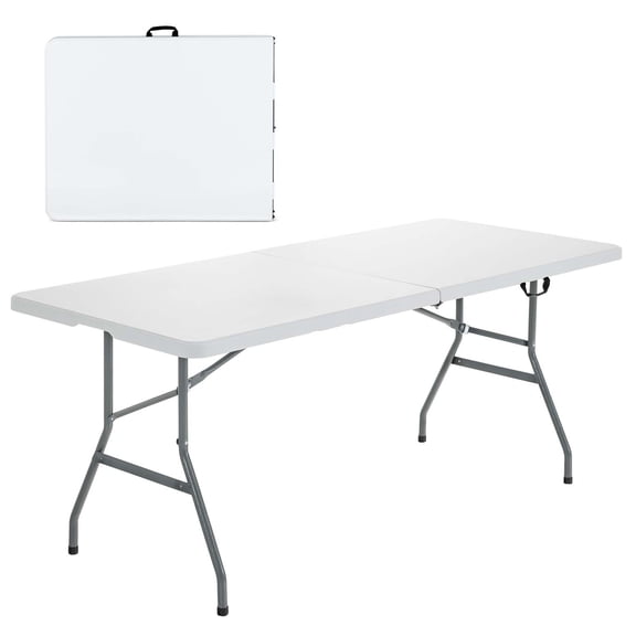 Costway 6' Folding Table Portable Plastic Indoor Party Dining Tables White
