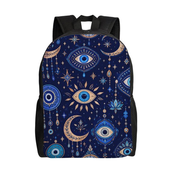 Indigo Chic Nazar Charm Laptop Backpack, Padded 15.6 Inch Computer Compartment, Casual Travel Work Daypack