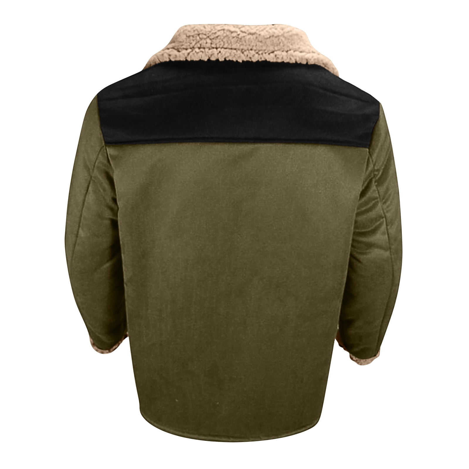 Western Jackets for Men Vintage Cowboy Suede Jacket Plush Collar Coats Faux Leather Zip Up Casual Retro Winter Tops Army Green L