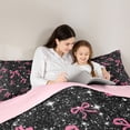 thumbnail image 4 of Erosebridal Glitter Bow-tie Girls Queen Comforter Set, Black Pink Cartoon Bedding Comforter Set, 3-Piece, 4 of 6