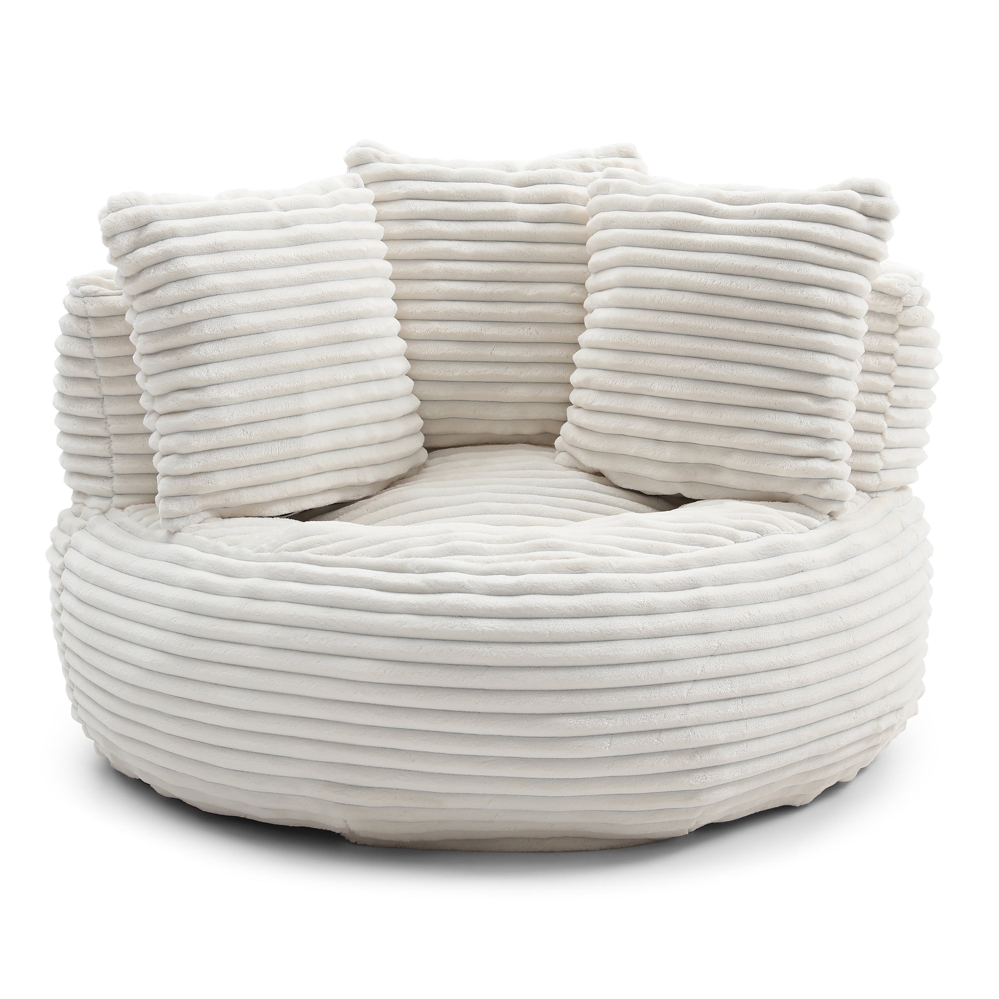 Eyisean 45" Corduroy Giant Bean Bag Chair, Comfy Lazy Sofa with Armrests & 3 Pillows, Oversized Bean Bag Couch with Deep Seat, Lounge Floor Sofa for Adults, Living Room, Bedroom Reading