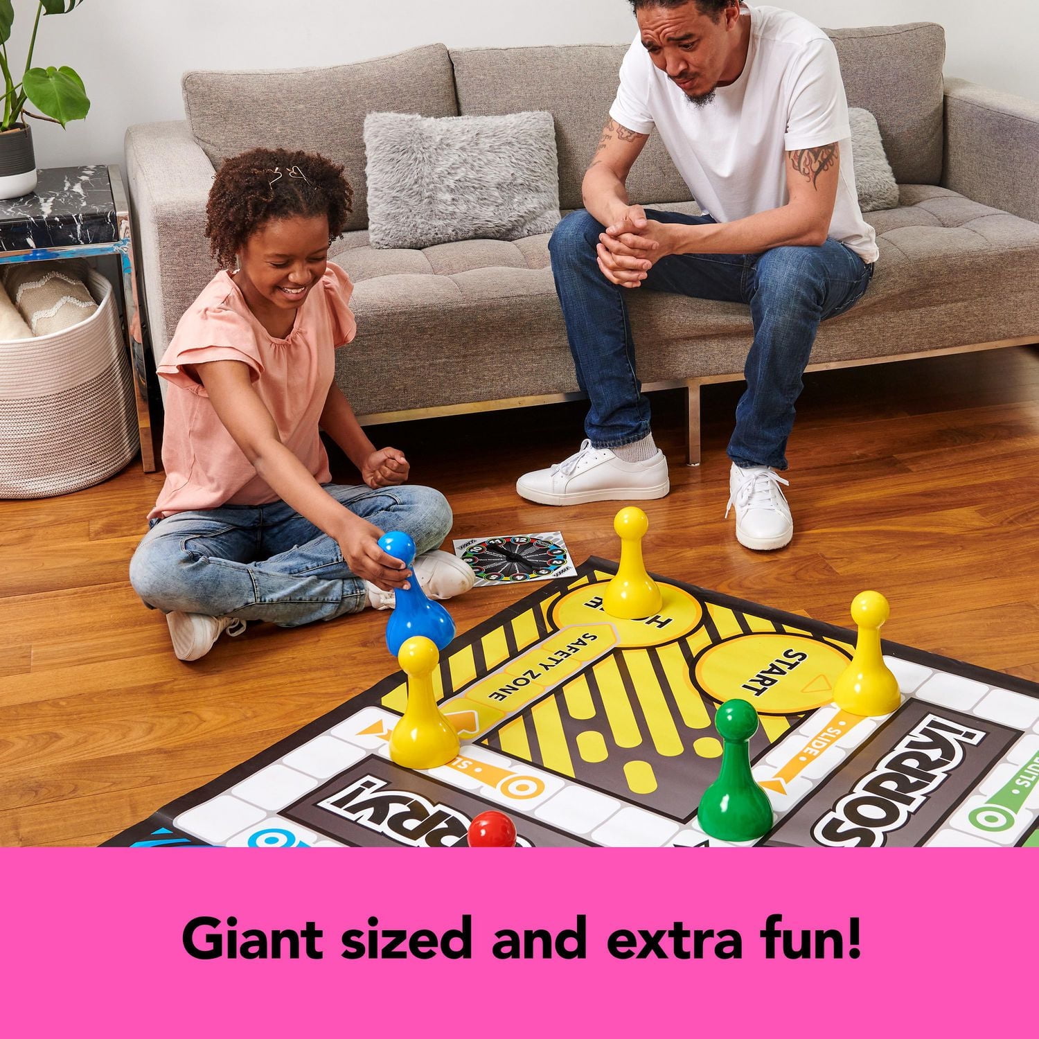 SORRY Géant ! Jeu de Société Classique pour Toute la Famille, Activité Rétro en Intérieur et Extérieur, Jouet Estival avec Plateau de ., pour Adultes et Enfants à partir de 6 ans