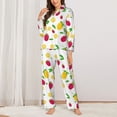 thumbnail image 2 of Lsque Strawberry and Lemon Pattern Long Sleeve Pajama Set for Women - Soft 2-Piece Sleepwear and Loungewear Set with Pockets, Comfy Nightwear-Medium, 2 of 7