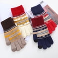 thumbnail image 4 of Women Men Warm Stretch Knitted Gloves Mittens Winter Keep Warm Christmas Snowflakes Print Knitting Golves Outdoor Riding Driving Mittens With Plus, 4 of 5