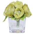 thumbnail image 1 of Vickerman F211214 7 in. Ranunculus Glass Cube Flower Set, Light Olive - 3 Piece, 1 of 1