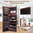 thumbnail image 4 of Gymax Wall Door Mounted Lockable Jewelry Cabinet with LED Lights and Protective Fabric Lining, Brown, 4 of 10