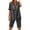 Gray, variant on Womens Two Piece Sets Summer Spring Outfit Sets V-Neck Embroidered Tunic Top and Elastic Waist Bermuda Shorts