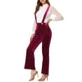 thumbnail image 4 of INSPIRE CHIC Women's High Waist Button Pants Polka Dots Overalls Jumpsuits L Red, 4 of 5