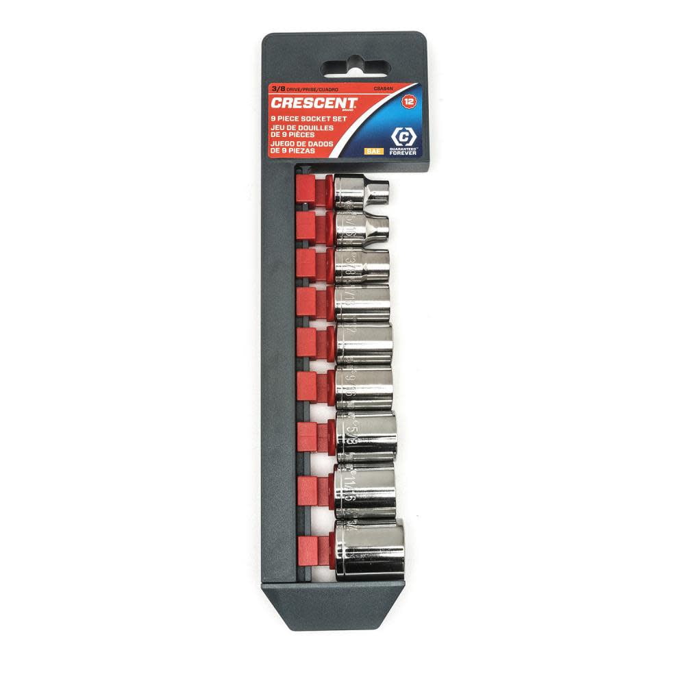 Crescent Assorted Sizes x 3/8 in. drive SAE 12 Point Socket Set 9 pc.