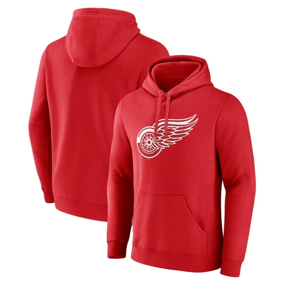 Men's Red Detroit Red Wings Primary Logo Pullover Hoodie