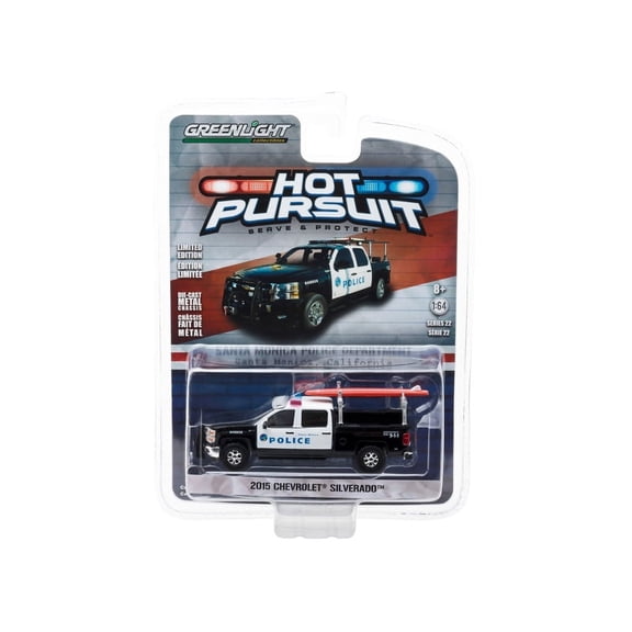 Greenlight Diecast Model Car 2015 Chevrolet Silverado Santa Monica California Police Department Die-Cast 1-Pack 64 Scale
