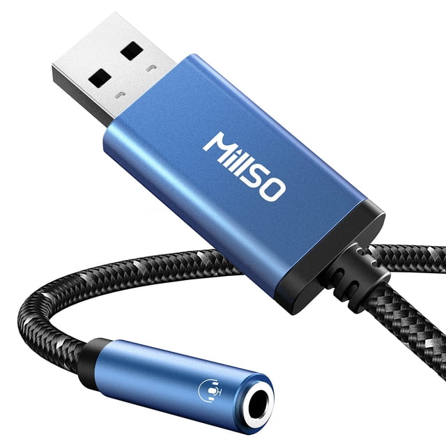 Adaptador de audio USB a conector de 3,5 mm, muy duradero, trenzado