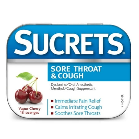 2 Pack Sucrets Sore Throat & Cough Vapor Cherry 18