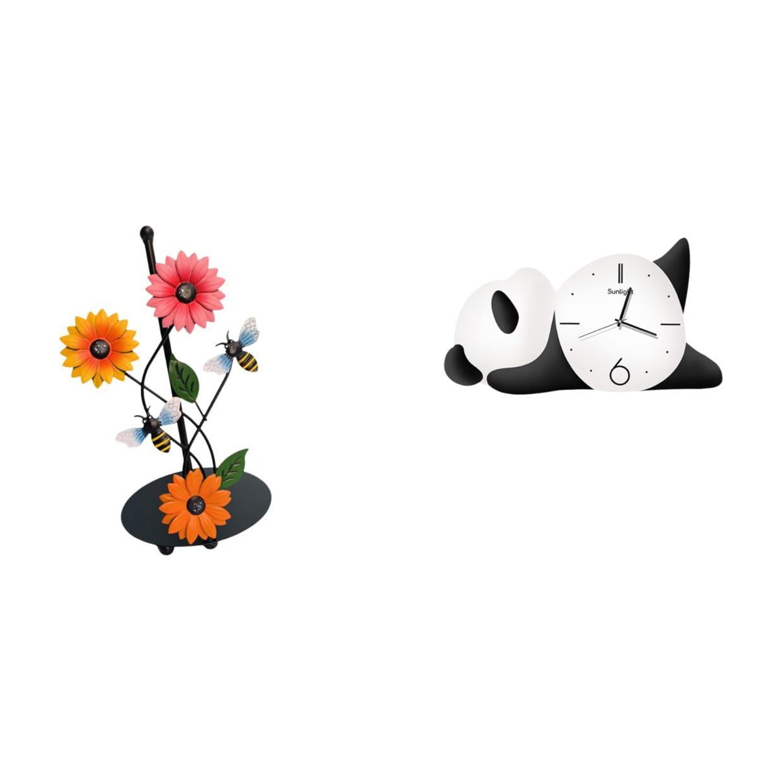 Fiocias Toilet Paper Holder Iron Weighted Base Paper Towel Holder Countertop Kitchen Roll Holder Standing Panda Wall Clock Glass Hanging Hole Suitable for Kit
