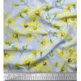 thumbnail image 1 of Soimoi Blue Moss Georgette Fabric Yellow Floral Print Fabric by Yard 42 Inch Wide, 1 of 1
