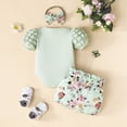 thumbnail image 5 of TOWED22 Baby Girl Outfits: Short Sleeve Romper Bodysuit Jumpsuit Bloomer Shorts Set Clothing Light Green,12-18 M, 5 of 5