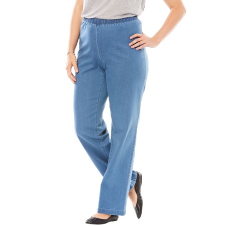 Woman Within Plus Size Petite Wide Leg Fineline (Best Petite Jeans Brands)