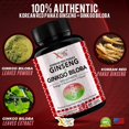 Korean Red Panax Ginseng 1200mg + Ginkgo Biloba - Extra Strength Root Extract Powder Supplement w/High Ginsenosides Vegan Capsules for Energy, Performance & Focus Pills for Men & Women
