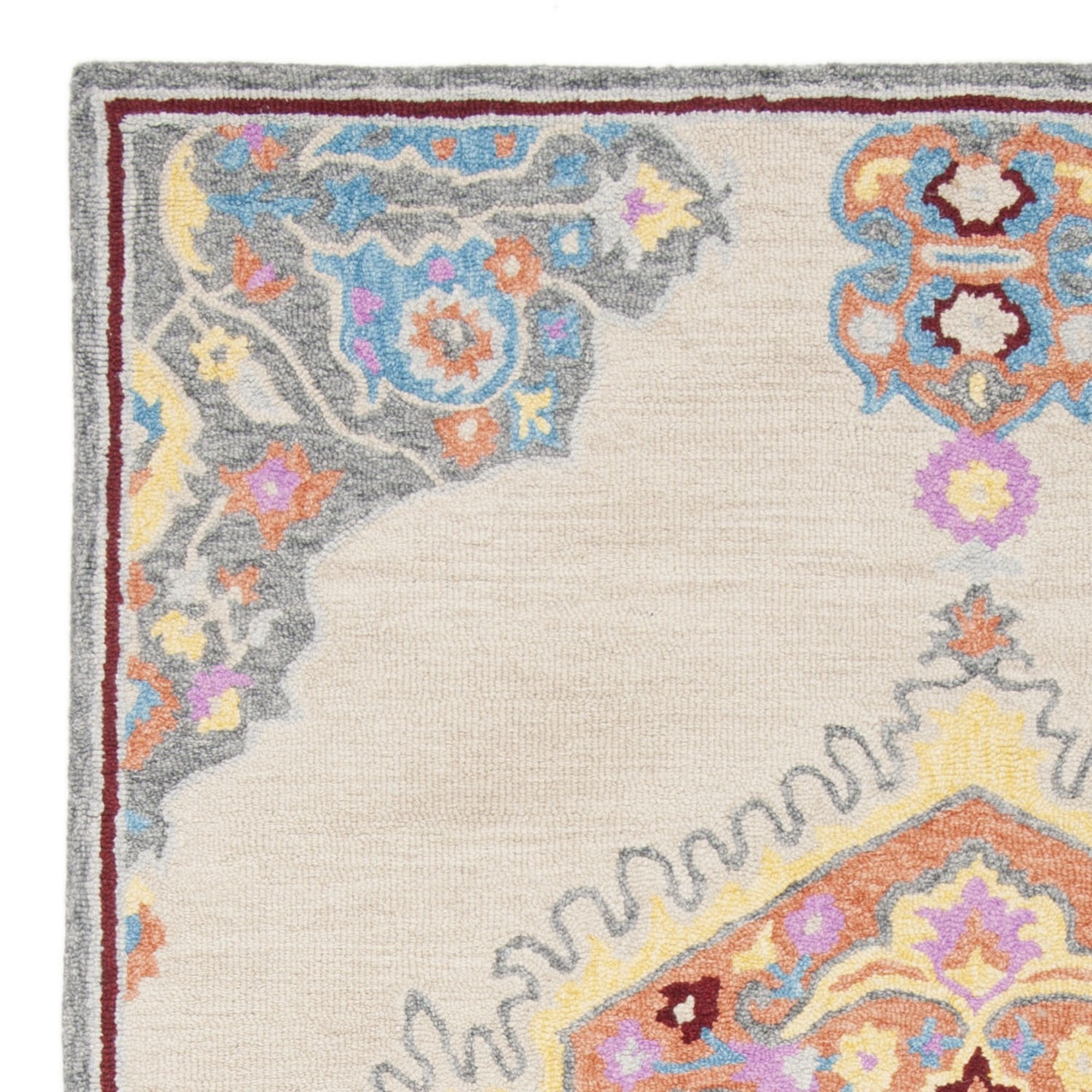 SAFAVIEH Micro-Loop Bosworth Floral Medallion Area Rug, Beige/Orange, 8' x 10'