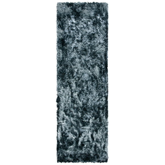 SAFAVIEH Ocean Trellis Solid Plush Polyester Shag Runner Rug, Slate, 2'6" x 10'