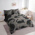 thumbnail image 2 of jejeloiu Glitter Print Black Cat 7pcs Bedding Comforter Set For Kids,Gold Cute Stars Print Queen Bedding Sets For Girls,Reversible, 2 of 7