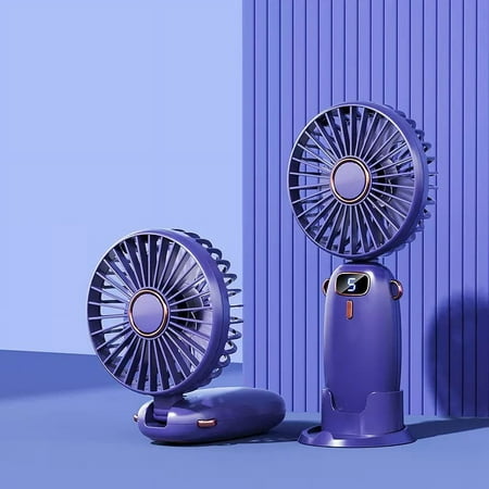 

Summer Savings! Pretxorve USB Handheld Fan Mini Portable Student Small Fan Digital Display Folding Desktop Fan Purple