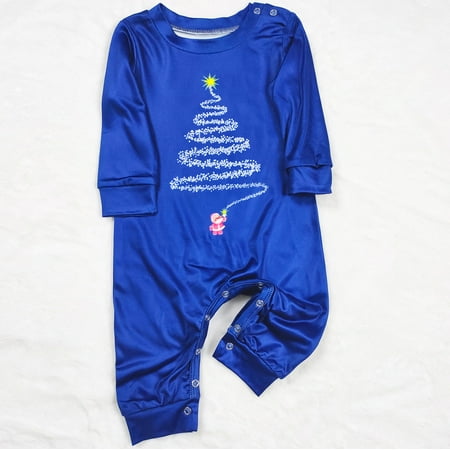 

women Christmas pajamas for family matching outfits son daughter sets soft Blue Christmas Parent-Child Outfit Baby Printed Xmas Family Matching Pajamas Crawl