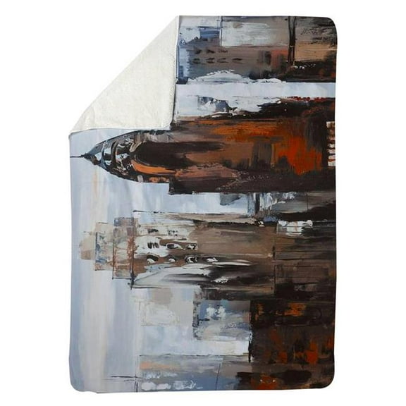 60 x 80 in. Grey Day in the City-Sherpa Fleece Blanket